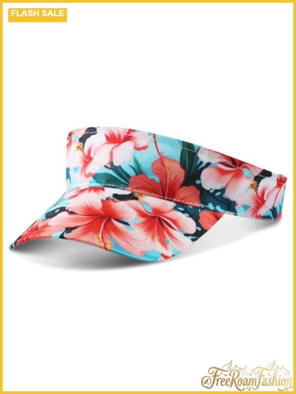 Hibiscus Floral Adjustable Visor Cap Sun Hat Polyester Cotton